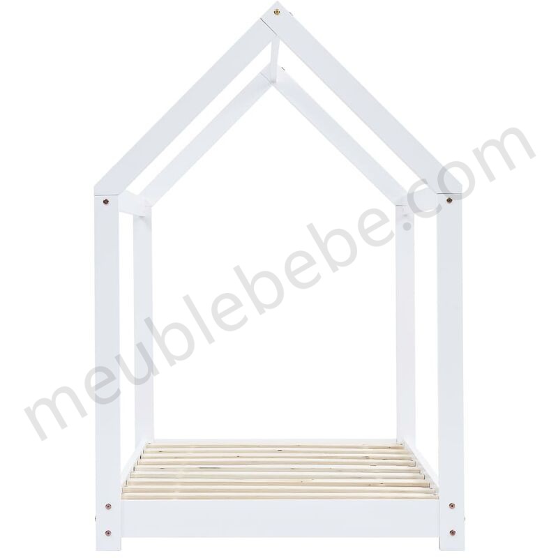 Topdeal VDLP24204_FR Cadre de lit d'enfant Blanc Bois de pin massif 80x160 cm ventes - -3