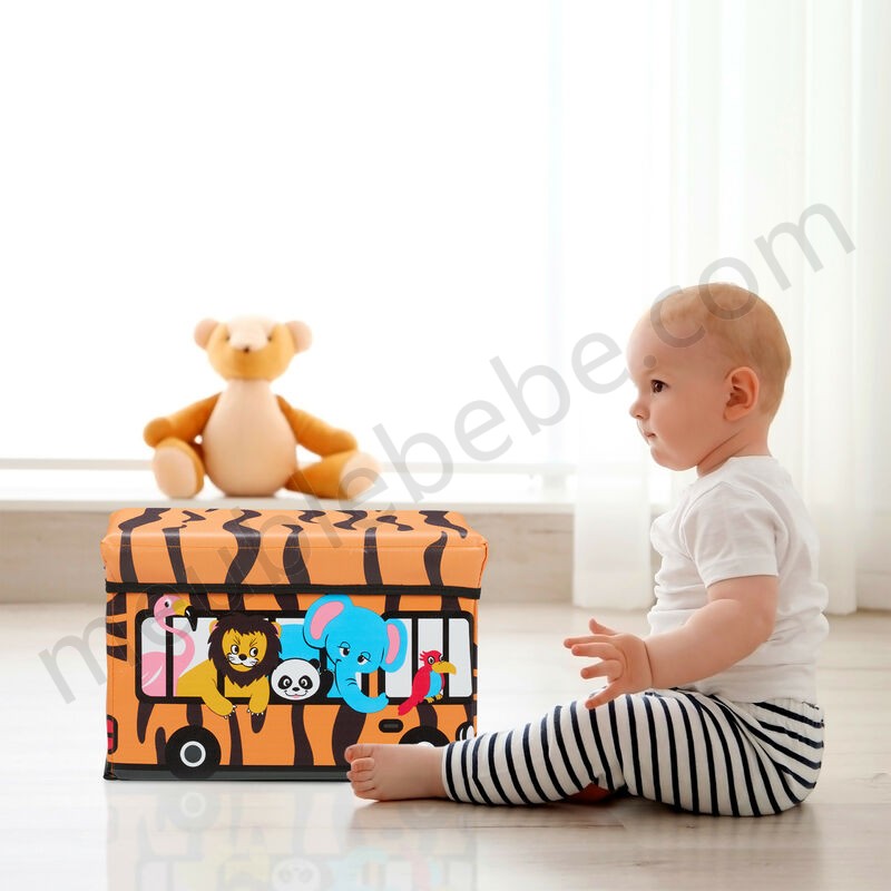 Caisse à jouets pliant, Motif, boîte de rangement avec espace & couvercle, rembourré, 27x40x25 cm, rouge ventes - -4