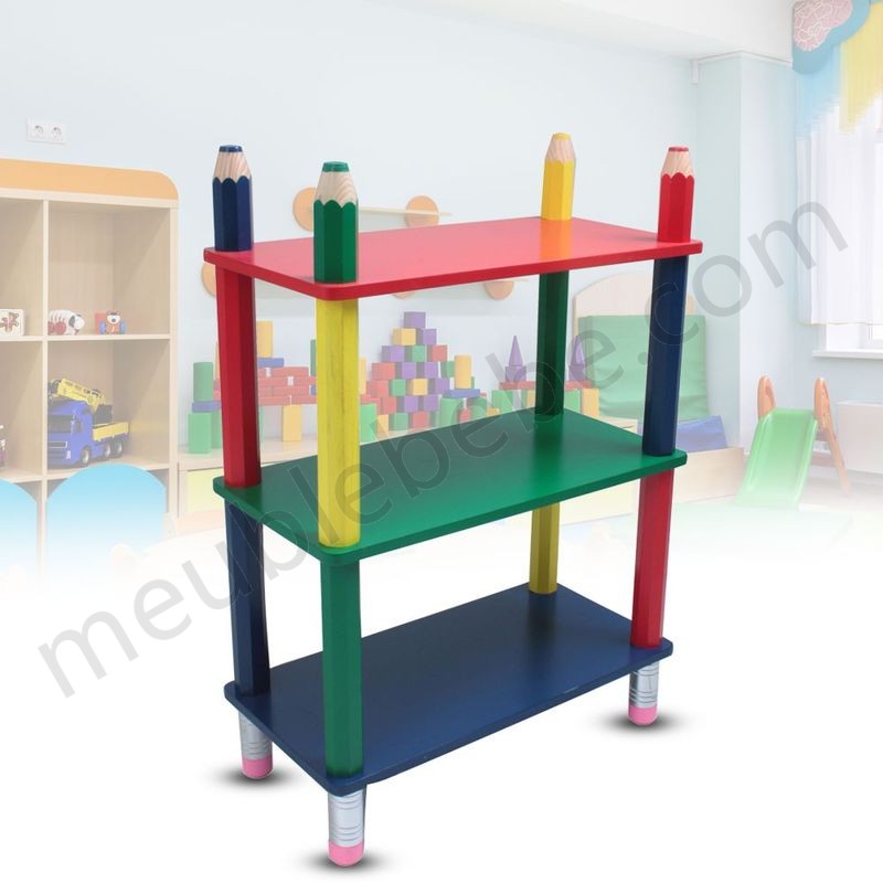 Une étagère multicolore en bois pour la chambre d'enfant en solde - -1