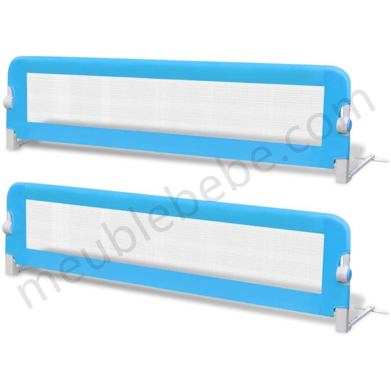 Hommoo Barrière de lit de sécurité pour tout-petits 2pcs Bleu 150x42cm HDV18977 en solde - -0