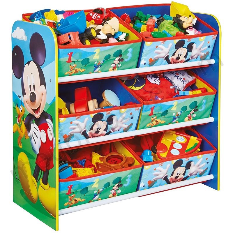 Meuble de rangement pour enfant avec 6 paniers Mickey et ses amis Disney 23 cm x 51cm x 60 cm en solde - -0