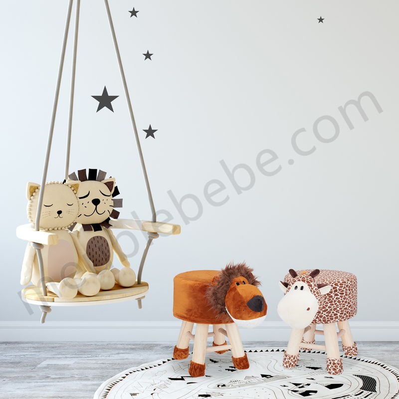 Tabouret enfant motifs animaux pouf 4 pieds assise rembourrée décoration amusant koala, gris en solde - -4