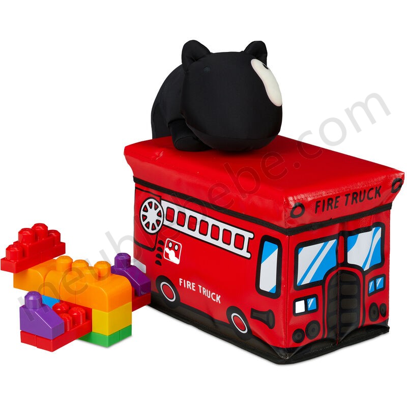 Caisse à jouets pliant, Motif, boîte de rangement avec espace & couvercle, rembourré, 27x40x25 cm, rouge ventes - -0