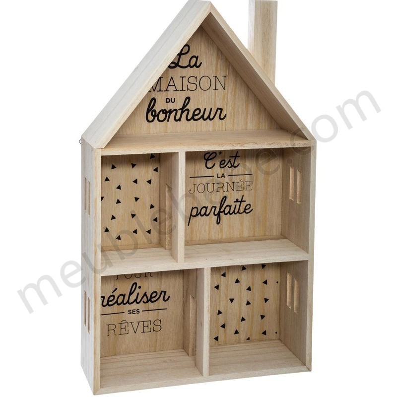 Étagère enfant forme maison en bois - L.28 x l.10 x H.47 cm -PEGANE- ventes - -0
