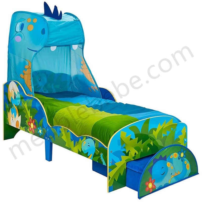Lit Enfant Dinosaure avec Ciel de lit et tiroir de Rangement + Matelas ventes - -0