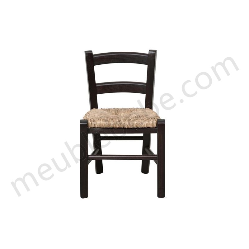 Chaise en hêtre massif finition laquée noire avec assise paille L30xPR29xH50 cm en solde - -1