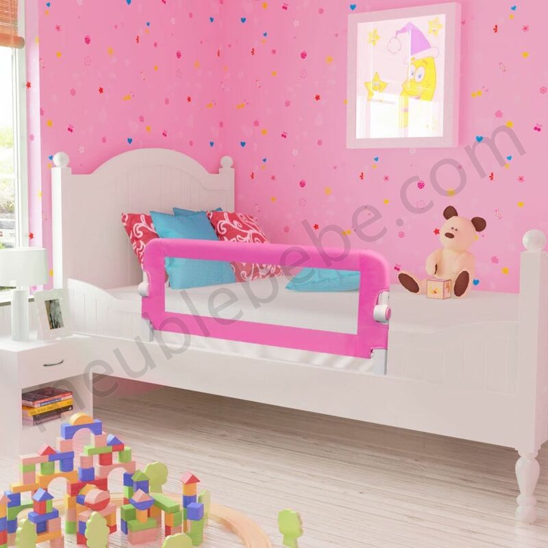 Hommoo Barrière de lit pour enfants 102 x 42 cm Rose HDV00025 en solde - -0