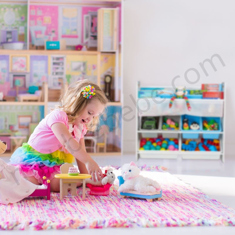 Etagère enfants, 6 boîtes, 4 cases en tissu, motif mignon mer, meuble jouets, HxlxP 78x86x26,5 cm,coloré ventes - -2