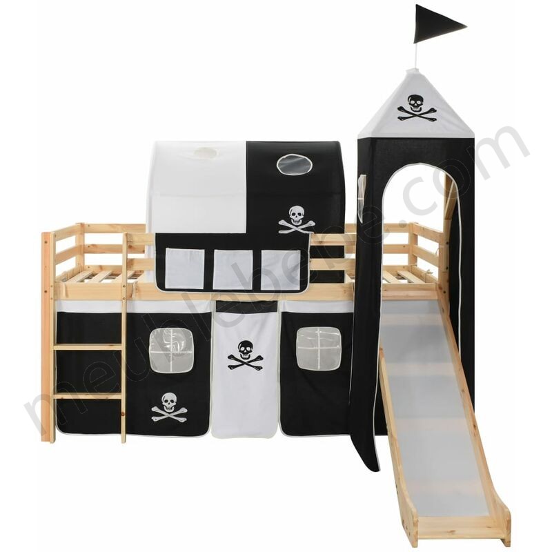 True Deal Lit mezzanine d'enfants avec toboggan et échelle Pin 97x208 cm ventes - -1