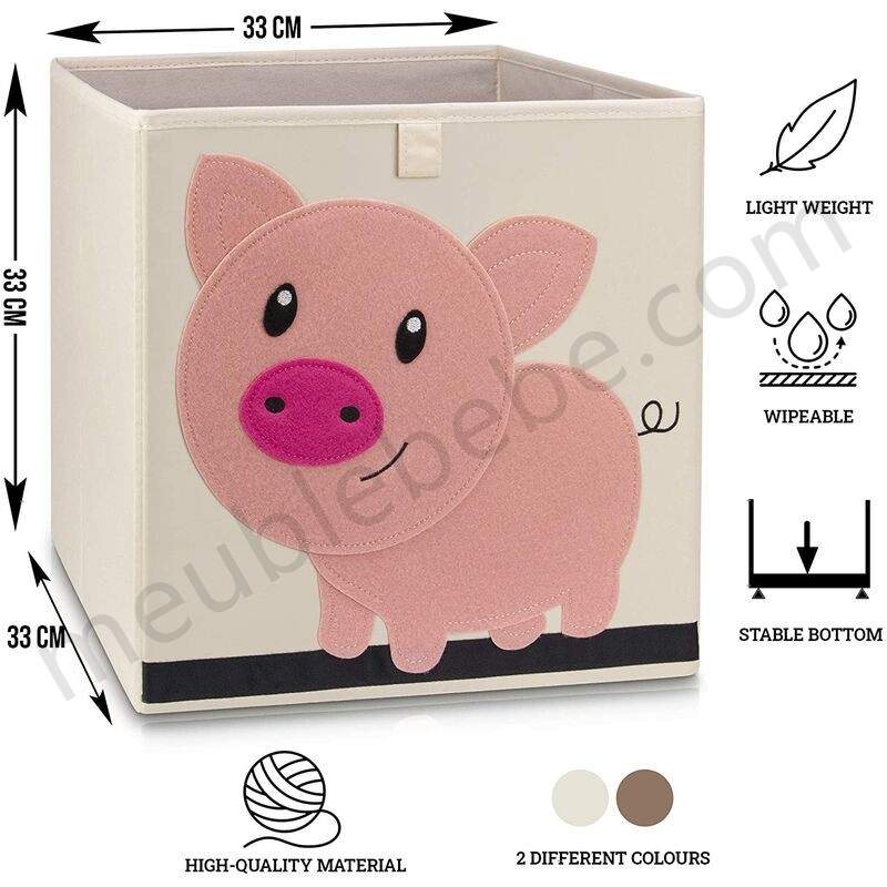 LITZEE Boîte de rangement pour enfants (cochon clair) en solde - -1