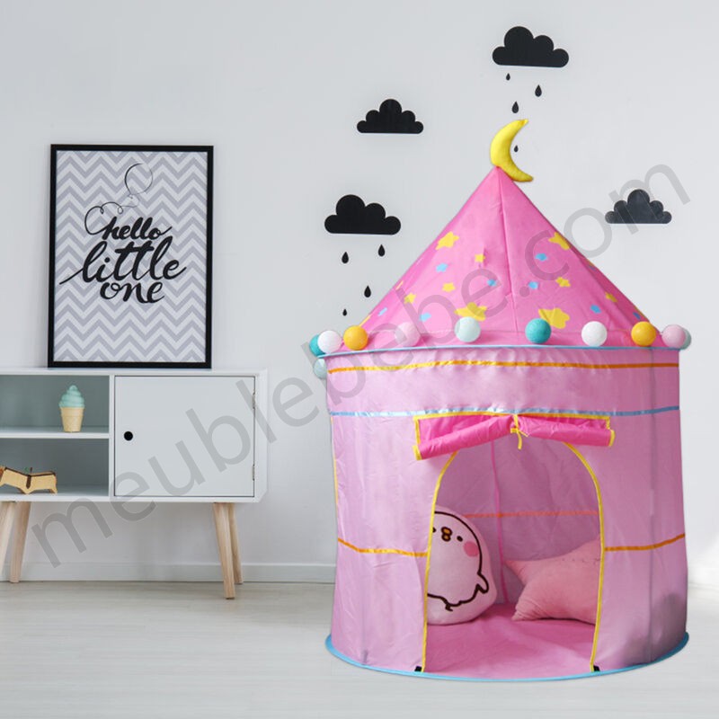 Tente pour enfant en forme de château Tente de jeu pour enfants Tente enfant de maison Princess rose en solde - -2