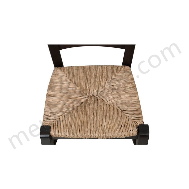 Chaise en hêtre massif finition laquée noire avec assise paille L30xPR29xH50 cm en solde - -4