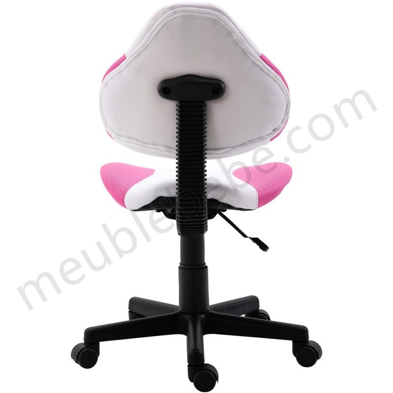 Chaise de bureau pour enfant OSAKA fauteuil pivotant avec hauteur réglable, revêtement en mesh blanc/rose en solde - -2
