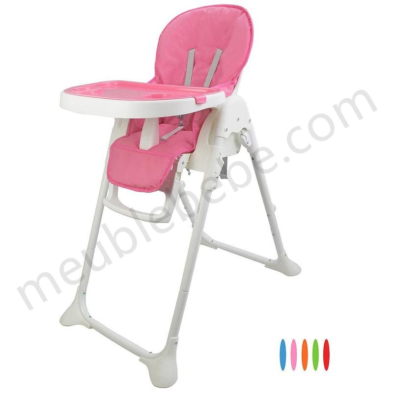 Chaise Haute pour Bébé, Chaise Pliante pour Bébé, Rose, Taille déployée: 105 x 89 x 56 cm en solde - -0