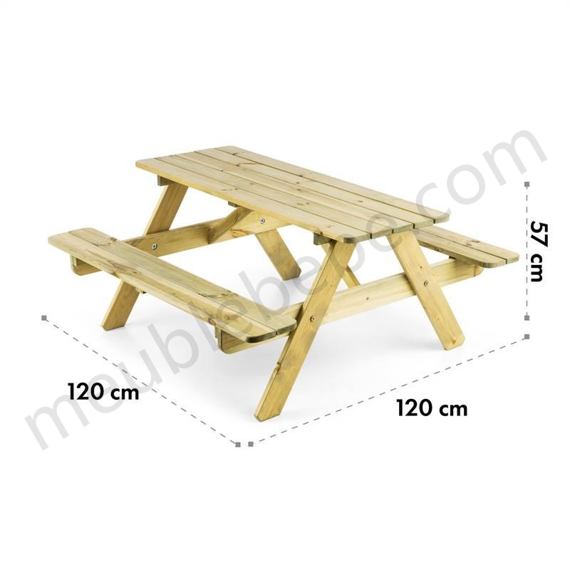 Blumfeldt Table de pique-nique avec banc meuble jardin pour enfants - bois en solde - -2