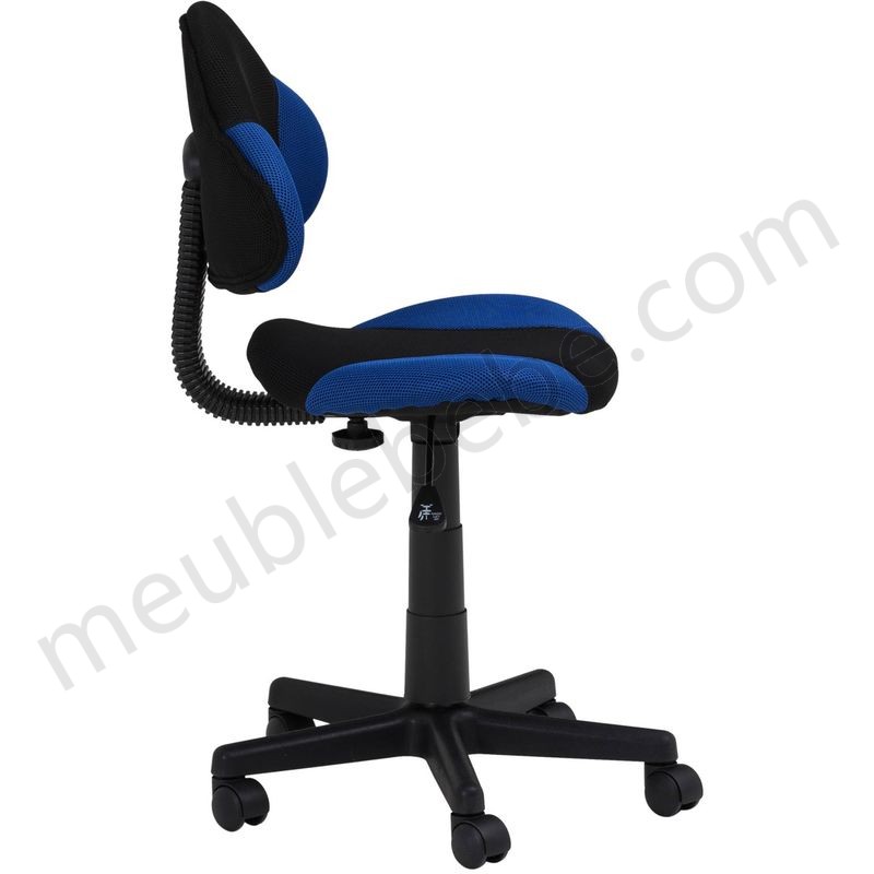 Chaise de bureau pour enfant ALONDRA fauteuil pivotant avec hauteur réglable, revêtement en mesh noir/bleu en solde - -1