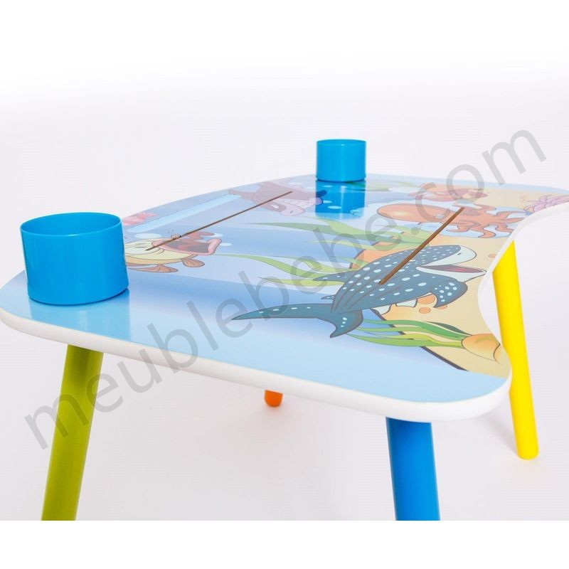 Bureau table à dessin pour enfant avec chaise + rouleaux papier motif mer - noir en solde - -1