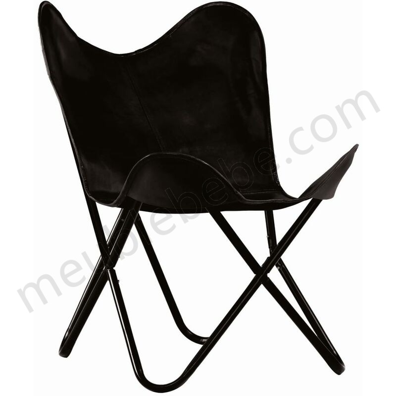 Hommoo Chaise papillon Noir Taille pour enfants Cuir véritable HDV12316 ventes - -2