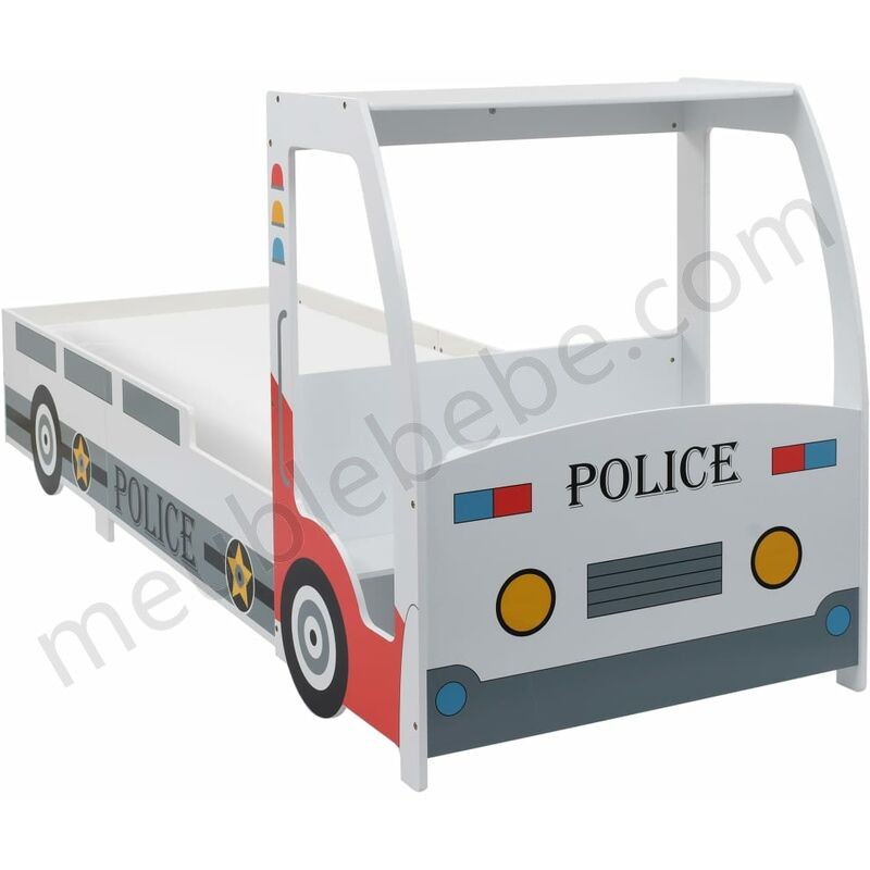 Lit voiture de police avec bureau pour enfants 90 x 200 cm ventes - -1