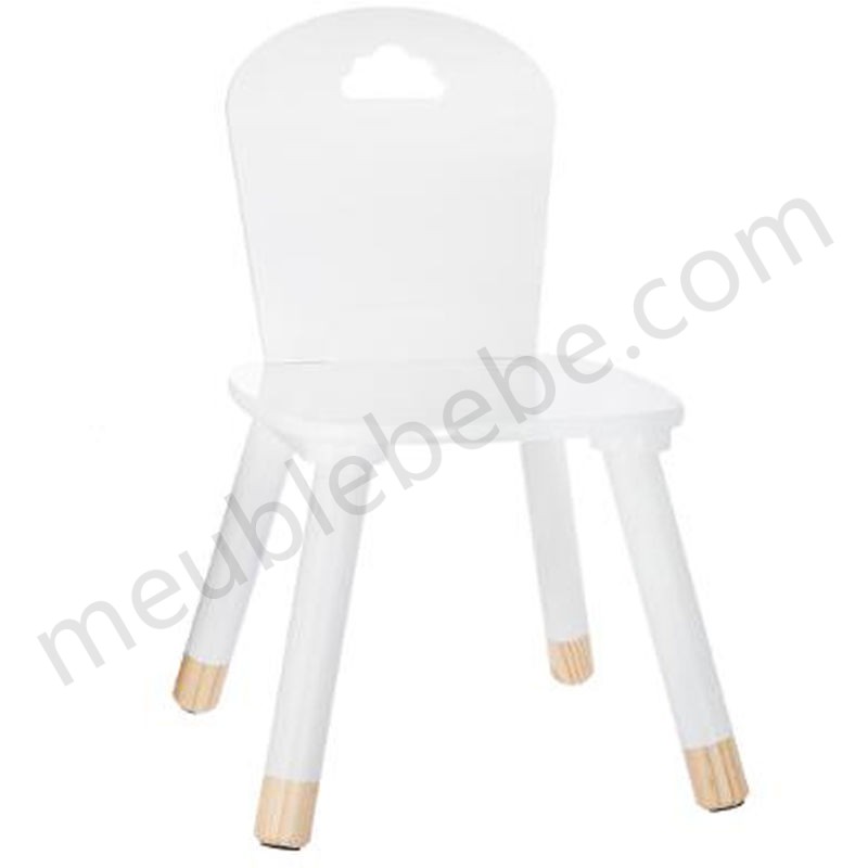 lot de 2 Chaises douceur blanc pour enfant en bois - Dim : L28x l50 x H28 cm en solde - -0
