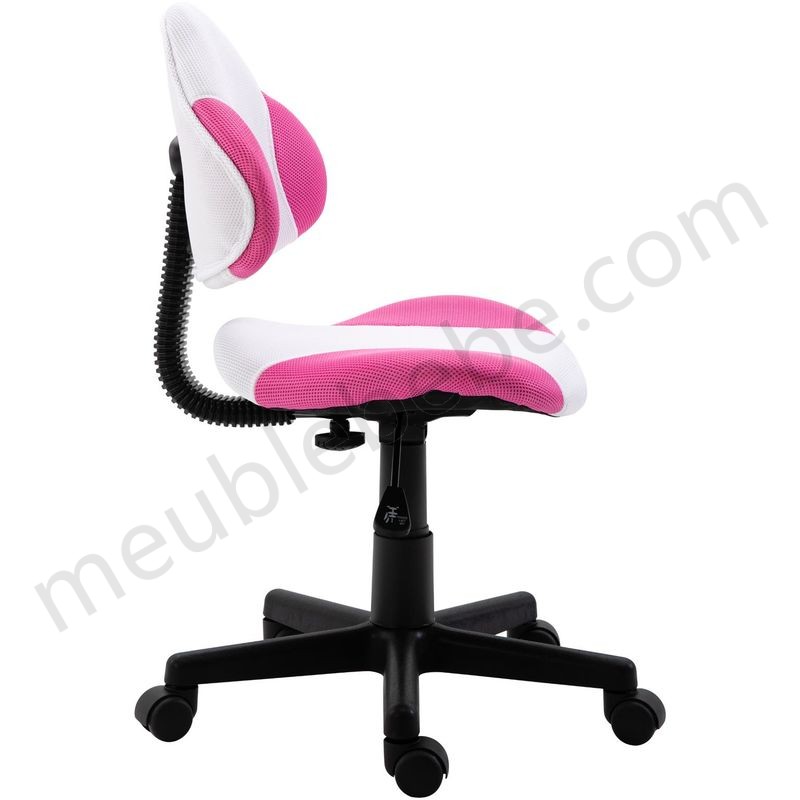 Chaise de bureau pour enfant OSAKA fauteuil pivotant avec hauteur réglable, revêtement en mesh blanc/rose en solde - -1