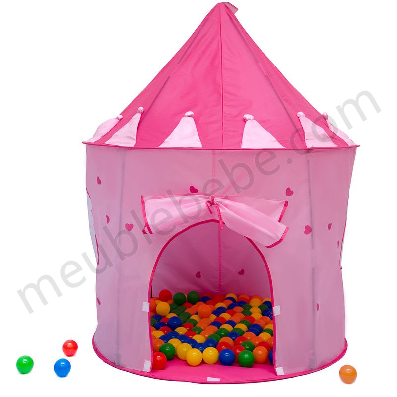 LittleTom Tente de jardin à boules 100x100x135cm jouet pour petites filles Rose en solde - -1