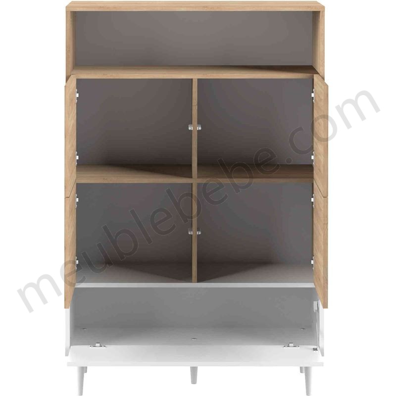 Commode en bois blanc avec placard et niche de rangement - CO6001 - Blanc ventes - -2