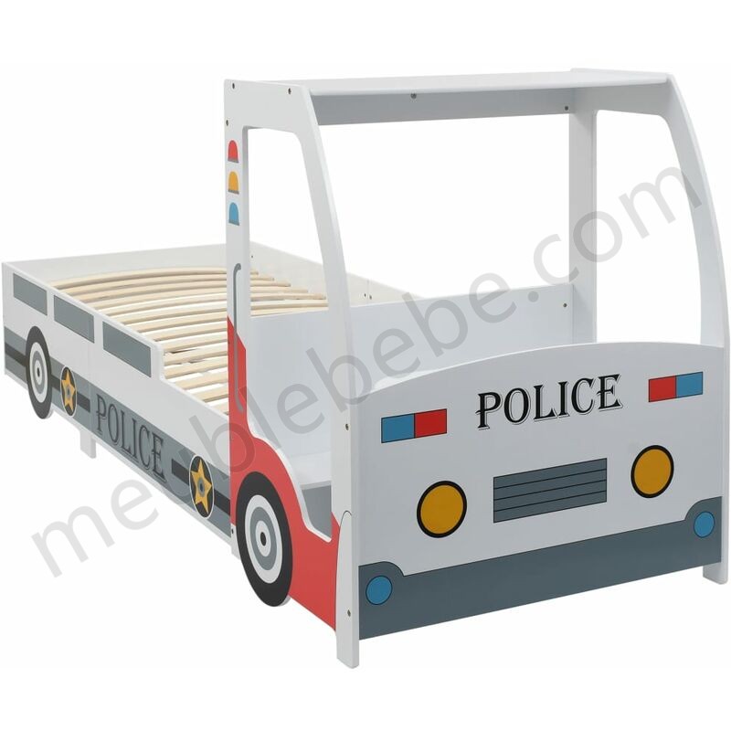 Lit voiture de police avec bureau pour enfants 90 x 200 cm ventes - -0
