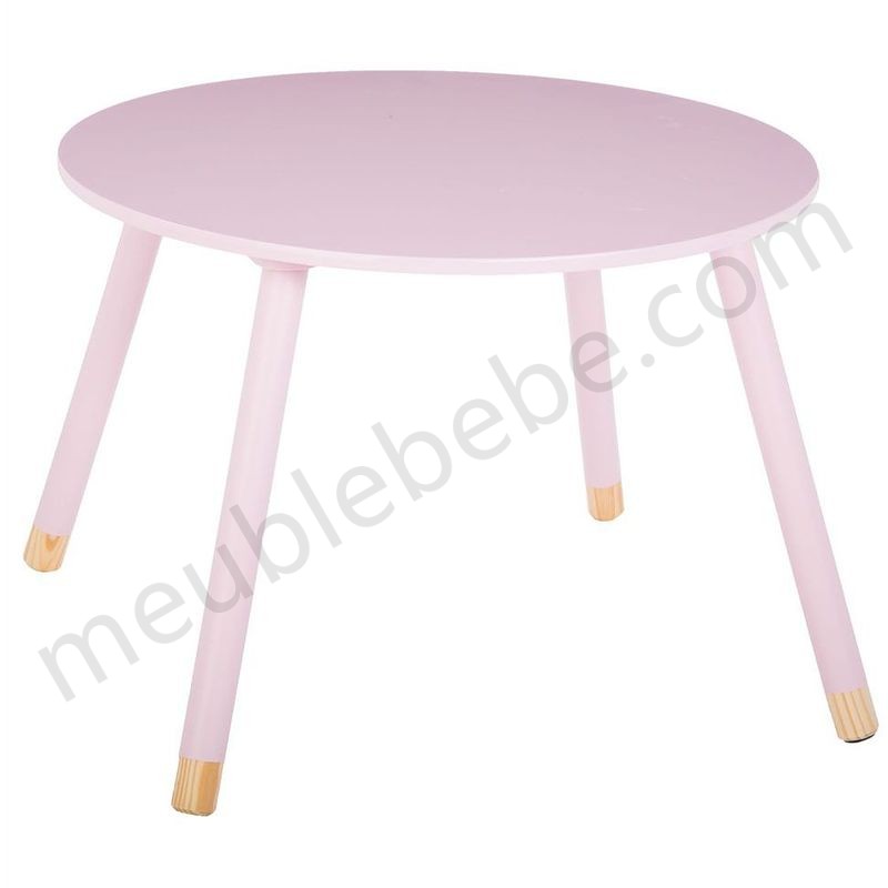 Table douceur rose pour enfant en bois Ø60cm - Rose en solde - -0