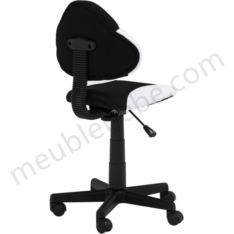 Chaise de bureau pour enfant ALONDRA fauteuil pivotant avec hauteur réglable, revêtement en mesh noir/blanc en solde - -2