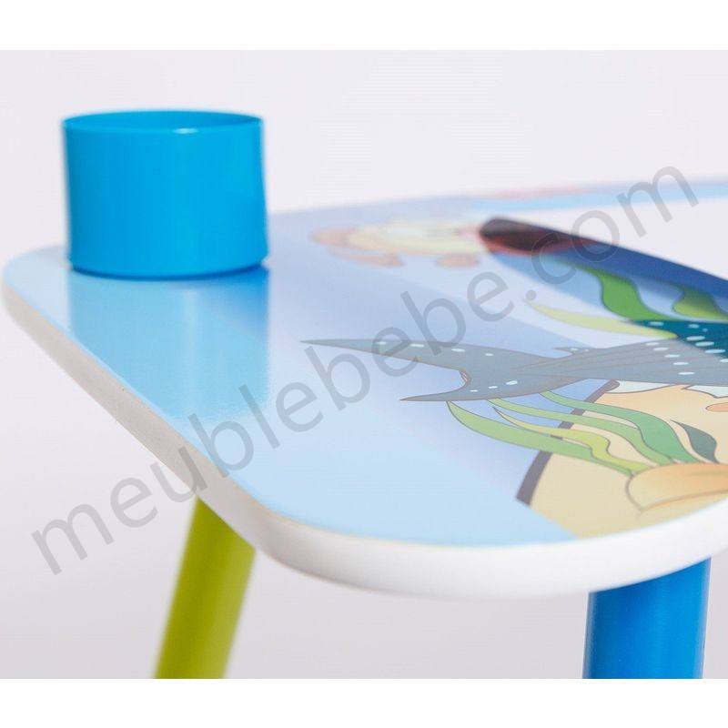 Bureau table à dessin pour enfant avec chaise + rouleaux papier motif mer - noir en solde - -3
