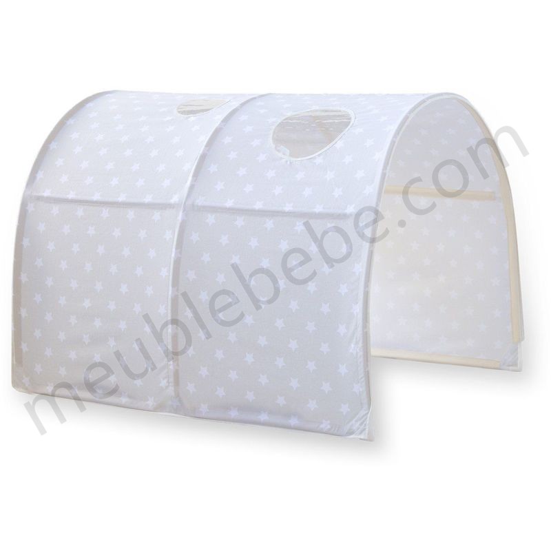 Tunnel pour lit enfant superposé tente accessoires gris avec étoile 90x70x100cm - gris en solde - -0