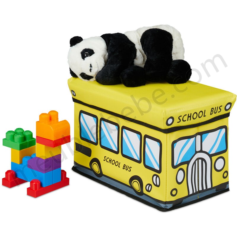 Caisse à jouets pliant, Motif, boîte de rangement avec espace & couvercle, rembourré, 27x40x25 cm, jaune ventes - -0