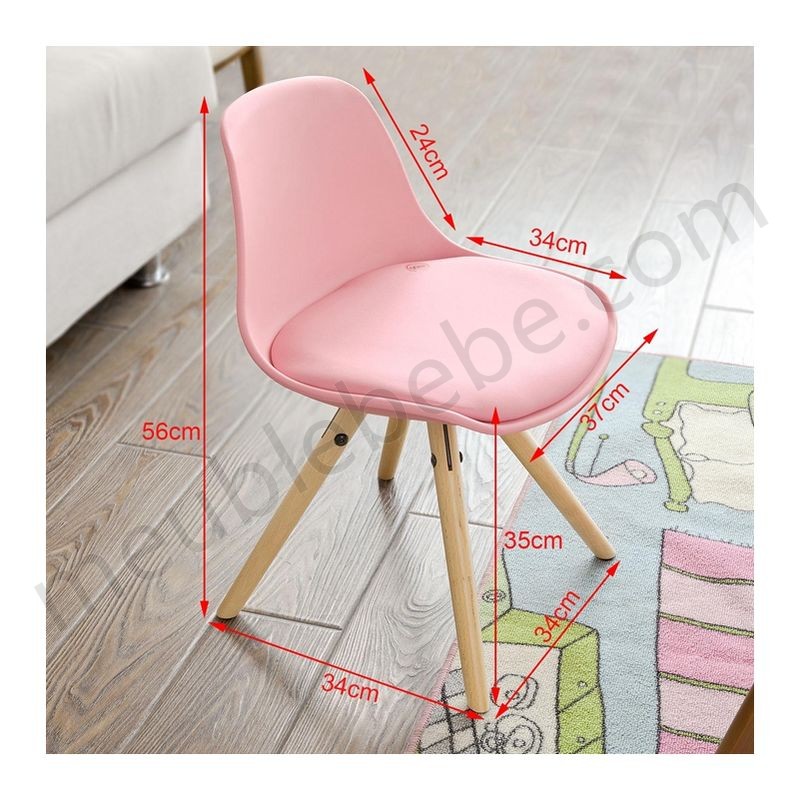 Chaise Enfant Fauteuil Confortable en Bouleau pour enfant avec assise rembourrée haute qualité- Rose FST46-P SoBuy® en solde - -1