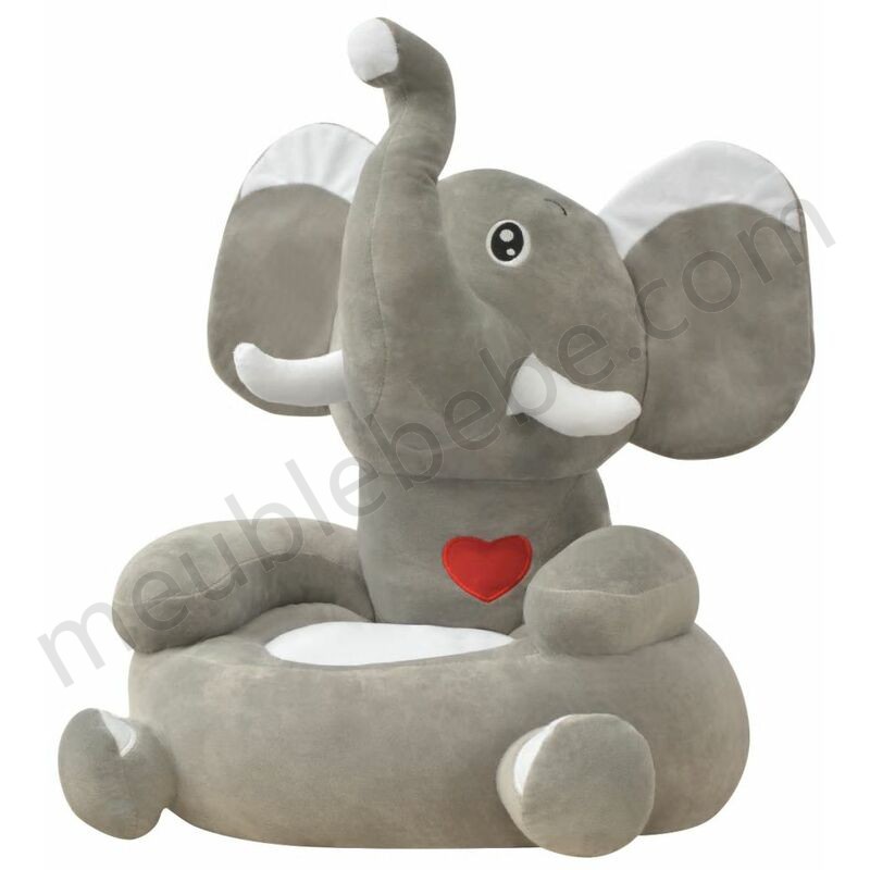 Chaise en peluche pour enfants éléphant gris ventes - -0