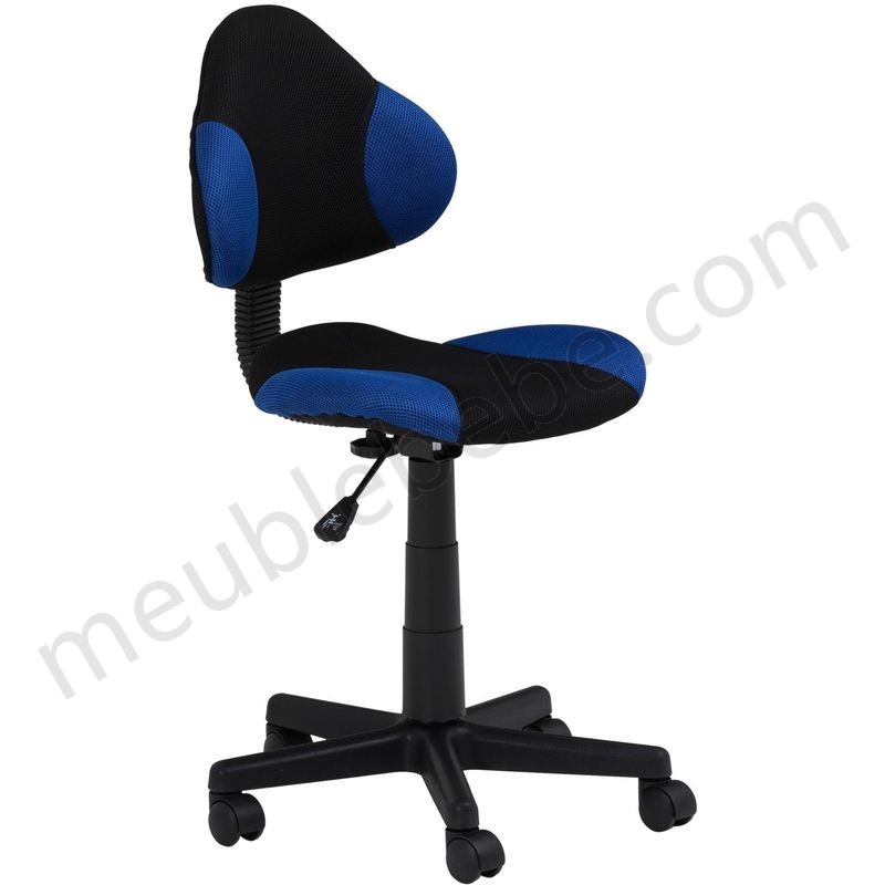 Chaise de bureau pour enfant ALONDRA fauteuil pivotant avec hauteur réglable, revêtement en mesh noir/bleu en solde - -0