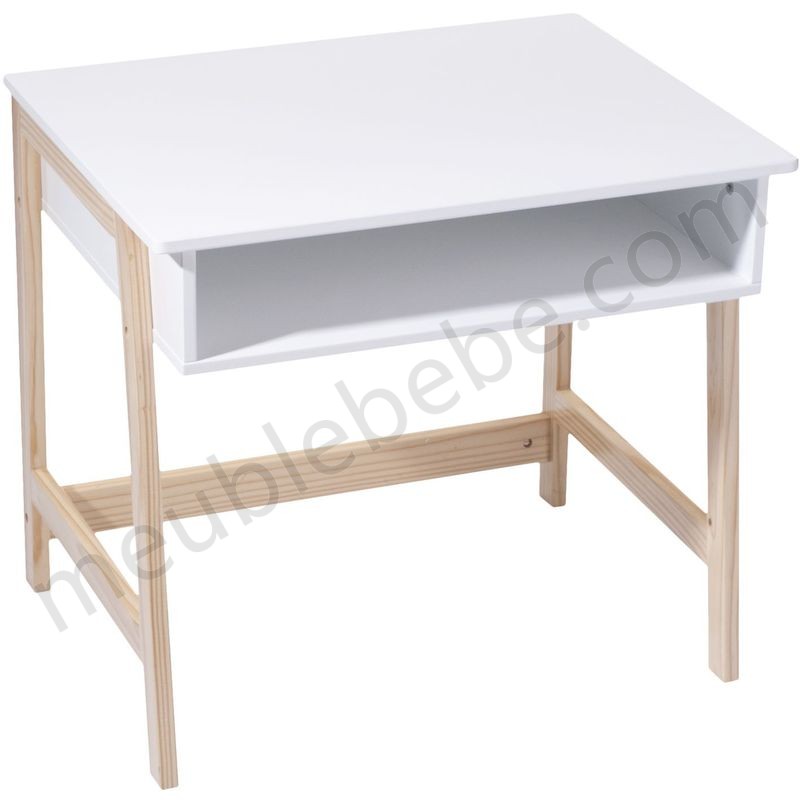 Bureau en bois enfant Douceur - L. 58 x H. 52 cm - Blanc - Blanc en solde - -0
