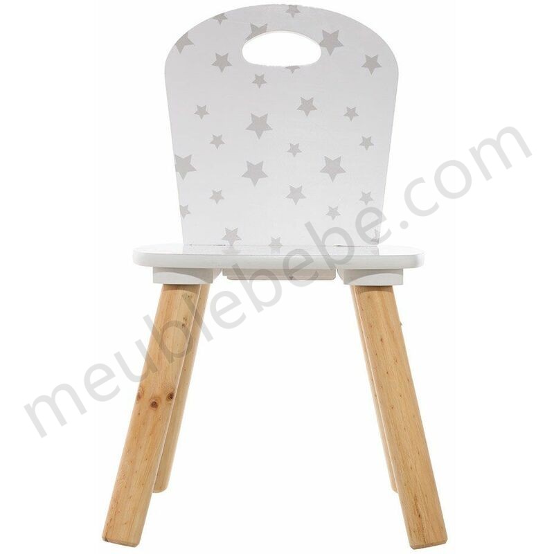 Chaise douceur motif étoiles pour enfant en bois - Blanc en solde - -2