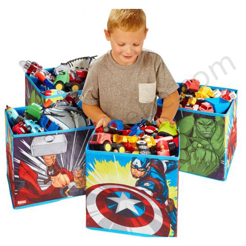 Lot de 4 cubes de rangement pour jouets enfants motif Les Avengers -PEGANE- en solde - -1