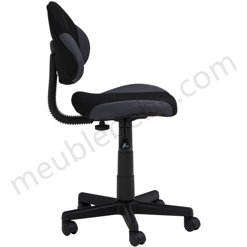 Chaise de bureau pour enfant ALONDRA fauteuil pivotant avec hauteur réglable, revêtement en mesh noir/gris en solde - -1