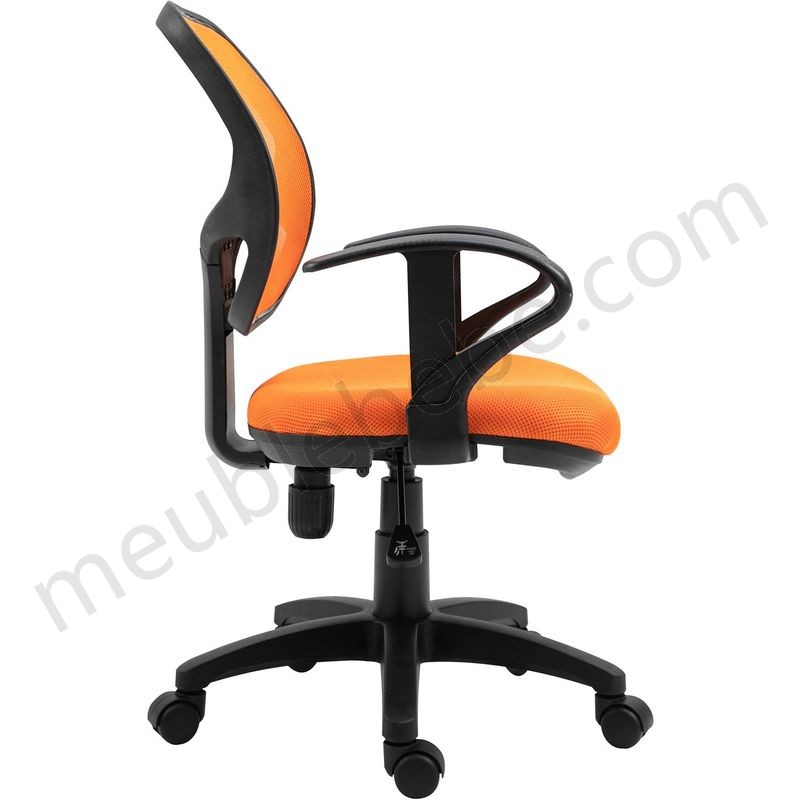 Chaise de bureau pour enfant COOL fauteuil pivotant ergonomique avec accoudoirs, siège à roulettes et hauteur réglable, mesh orange en solde - -2