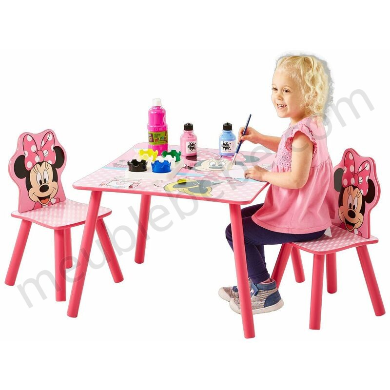 Ensemble table et 2 chaises Minnie Disney en solde - -3