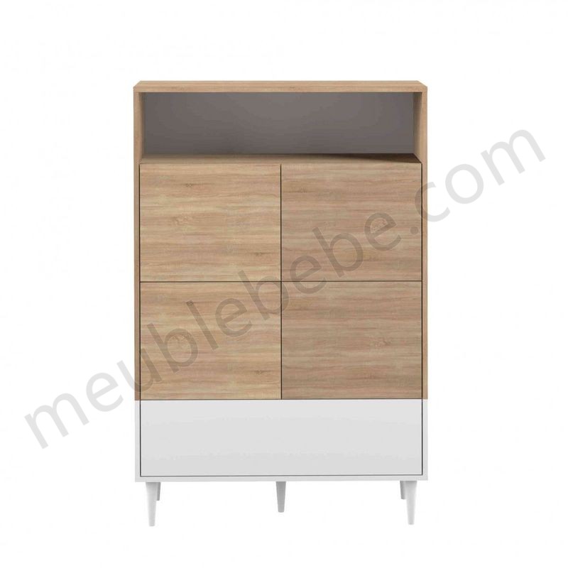 Commode en bois blanc avec placard et niche de rangement - CO6001 - Blanc ventes - -0