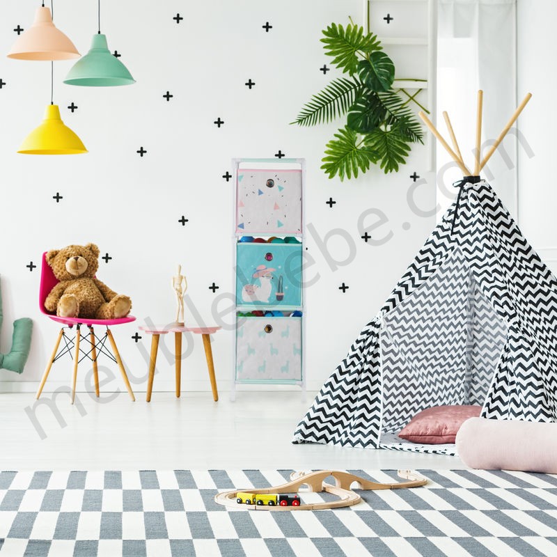 Etagère enfant avec boîtes,rangement de jouets,Fillette,Lama,meuble chambre d'enfants,coloré HlP 62x53x30cm ventes - -2