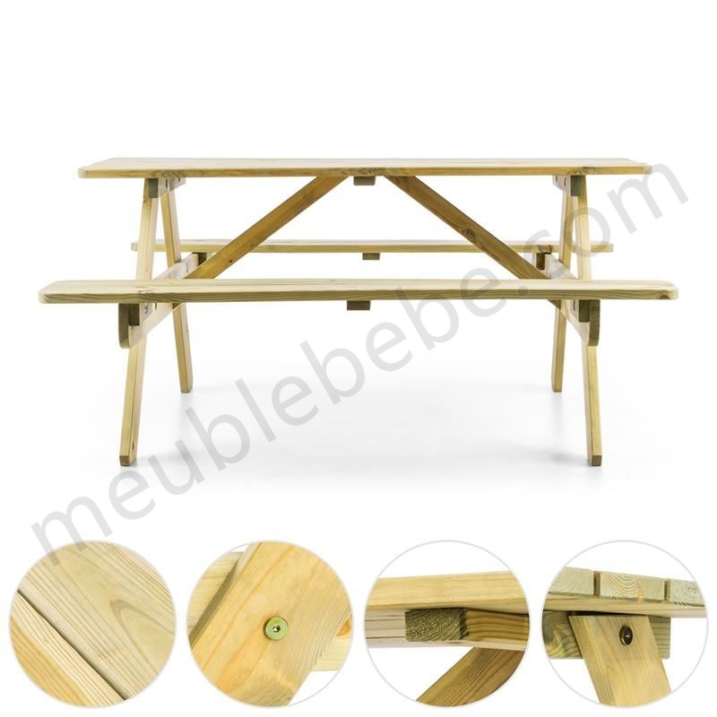 Blumfeldt Table de pique-nique avec banc meuble jardin pour enfants - bois en solde - -3