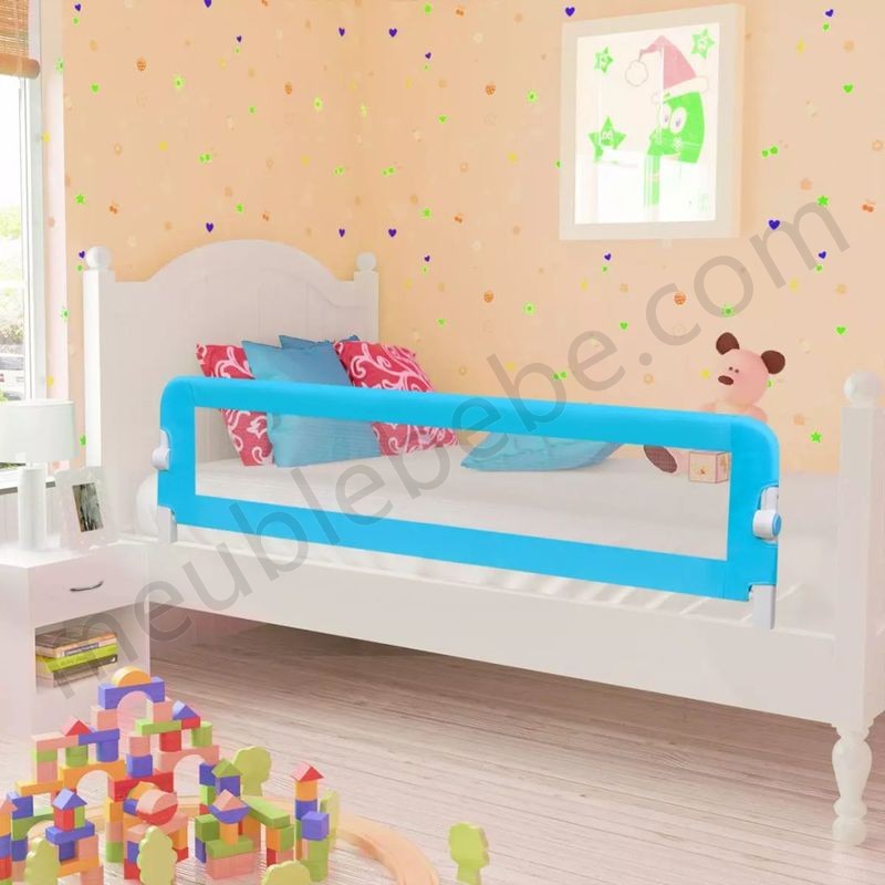 Topdeal VDTD00028_FR Barrière de lit pour enfants 150 x 42 cm Bleu en solde - -0