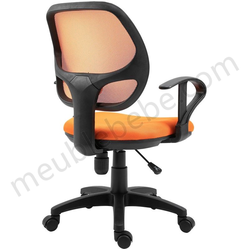 Chaise de bureau pour enfant COOL fauteuil pivotant ergonomique avec accoudoirs, siège à roulettes et hauteur réglable, mesh orange en solde - -3