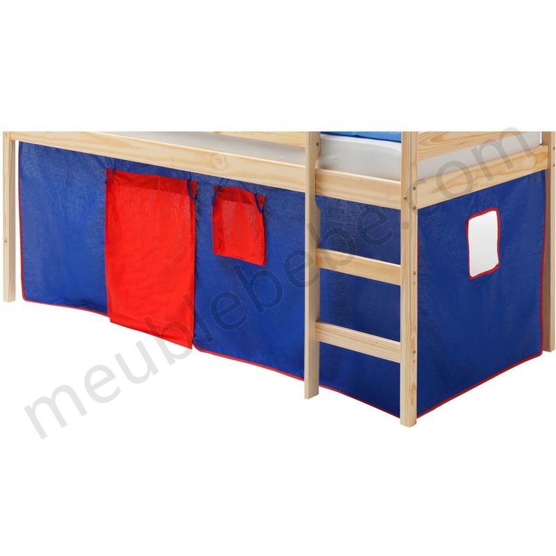 Rideaux pour lit superposé ou lit surélevé coton bleu et rouge ventes - -1