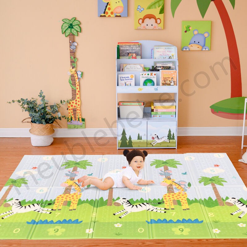 Tapis de jeu d'éveil pliable pour enfant bébé double face 2 en 1 Sunny Safari Magic Garden Fantasy Fields PS-PM001 en solde - -1