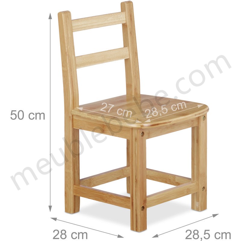 Chaise enfant bambou RUSTICO nature chaise sans accoudoir chambre d'enfants en bois pour filles et garçons HxlxP: 50 x 28,5 x 28 cm, nature ventes - -3